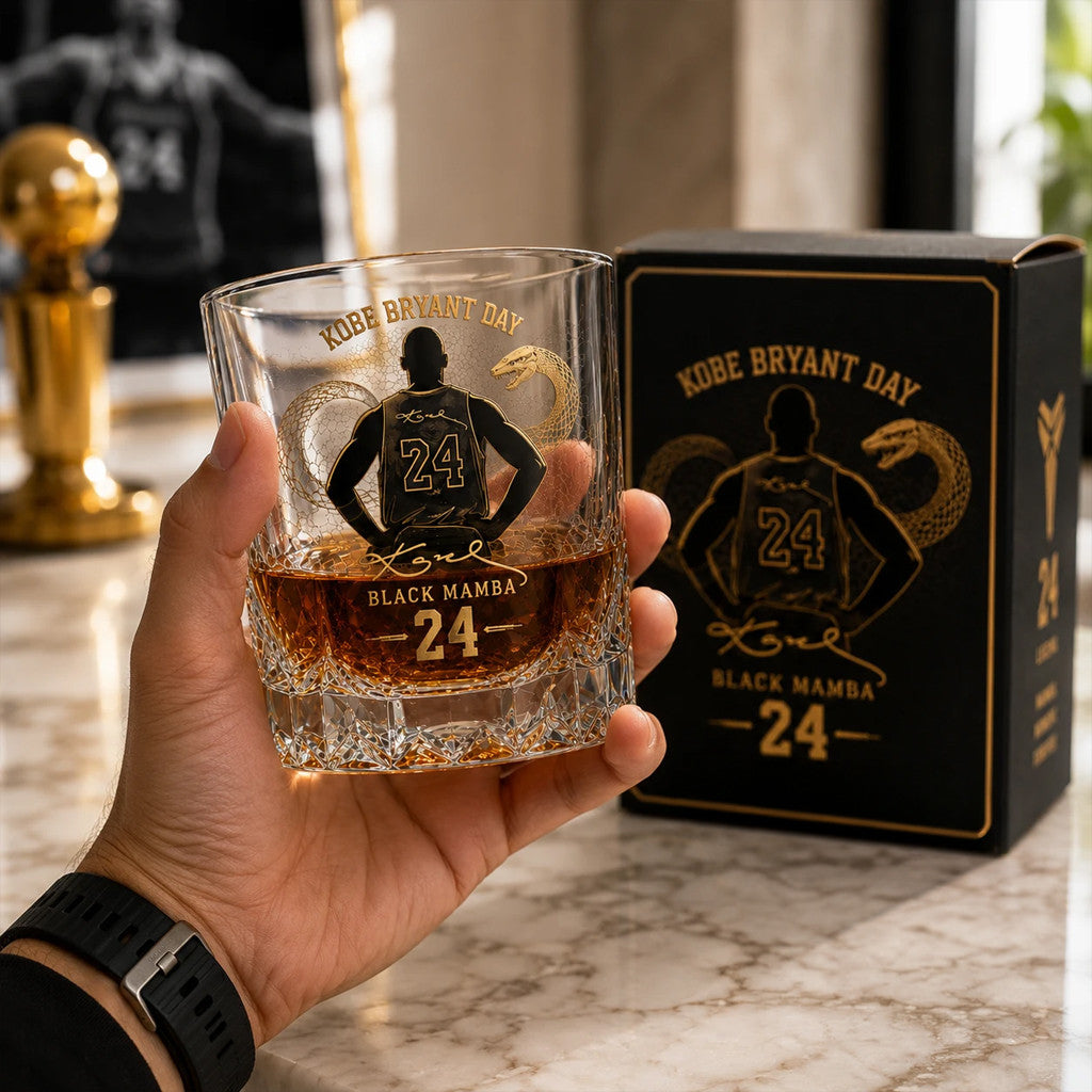 Kobe Bryant Merch 2026 Kobe Bryant Day Black Mamba 24 Whiskey Glass Basketball Fan Gifts - Loomnari