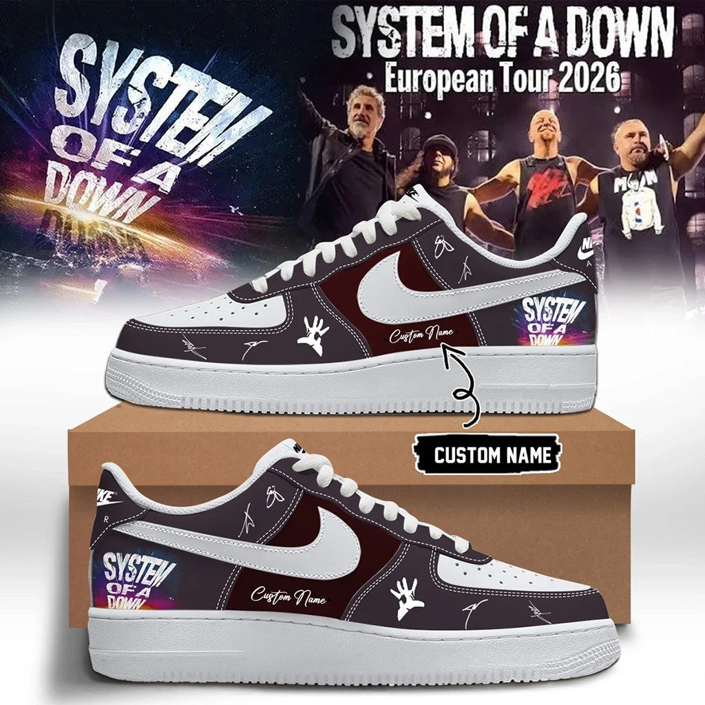 Custom Name System Of A Down 2026 Tour Signature Sneakers SOAD Merch Music Fan Gifts Ideas - Loomnari