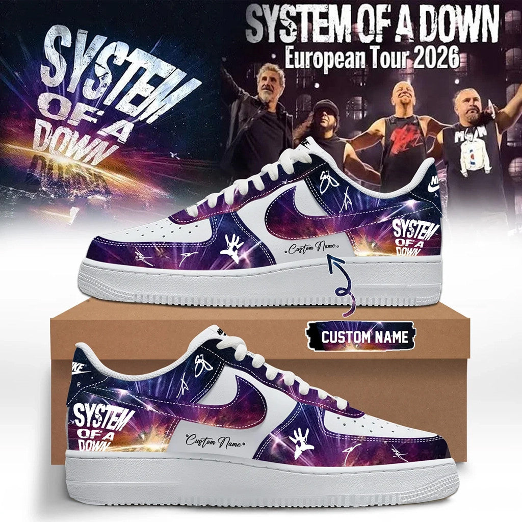 Custom SOAD Merch 2026 System Of A Down Europe UK Stadium Tour Signature Sneakers Fan Shoes - Loomnari