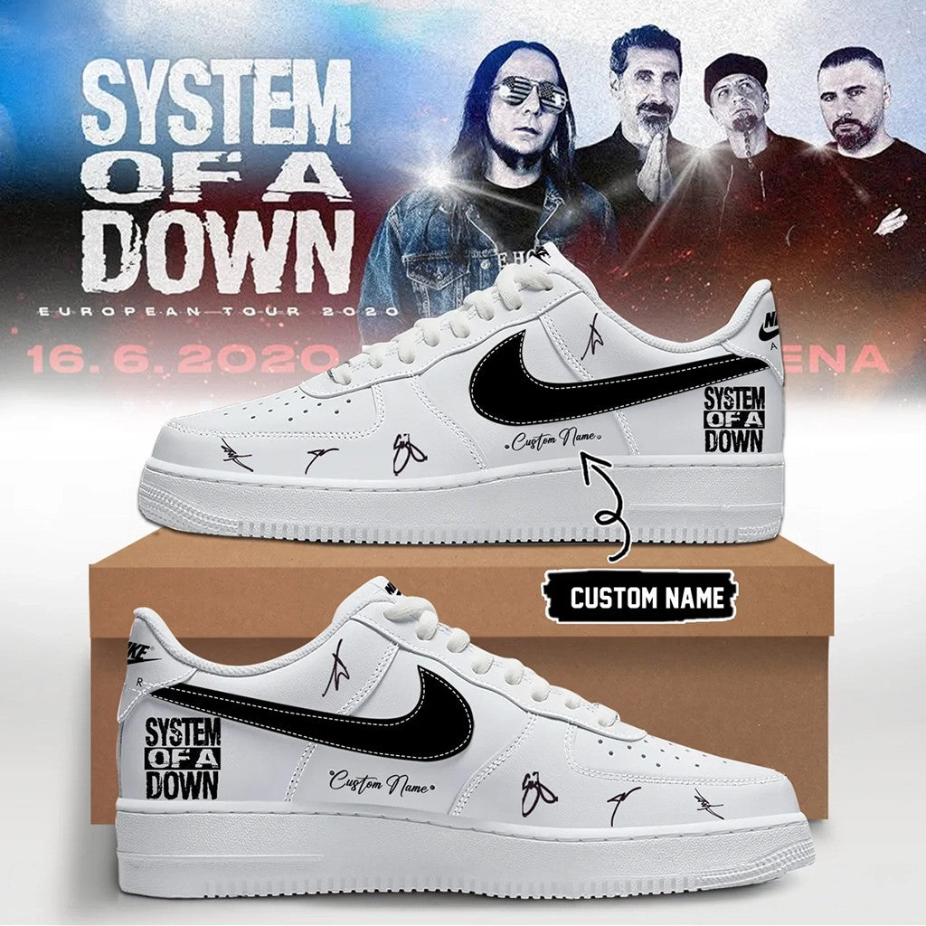 Custom SOAD Merch 2026 System Of A Down Europe UK Stadium Tour Sneakers Fan Gear Signature - Loomnari