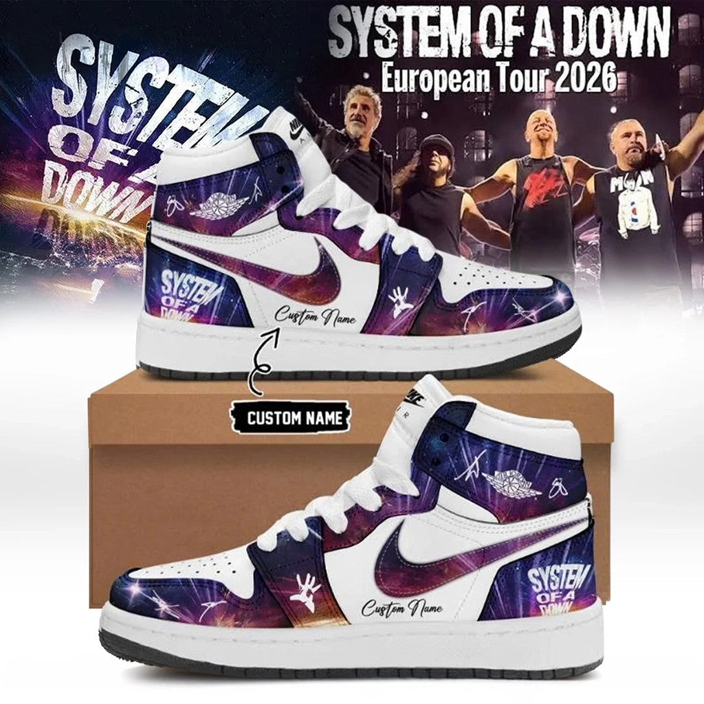 Custom SOAD Merch 2026 System Of A Down Europe UK Stadium Tour Signed Sneakers Fan Gear - Loomnari