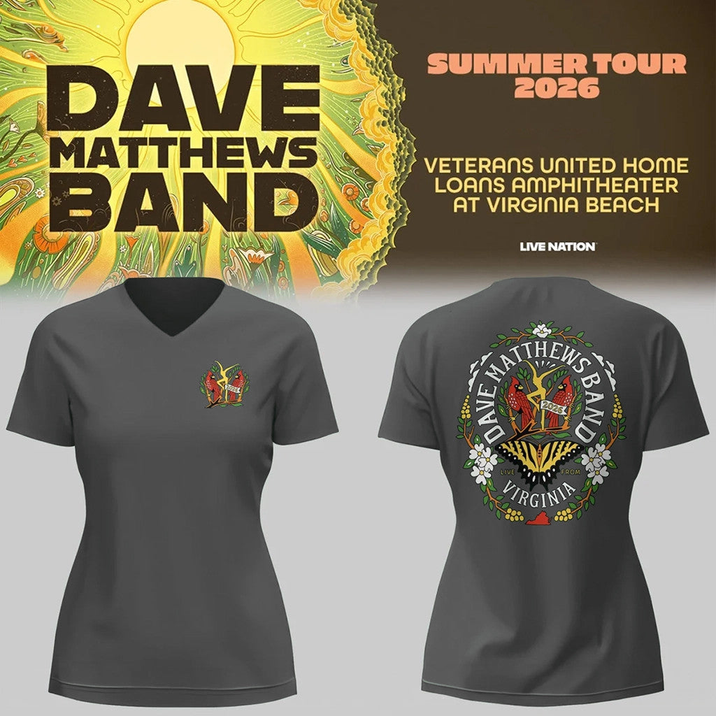 Dave Matthews Band Summer Tour 2026 Virginia Beach V-Neck Shirt DMB Merch Rock Fan Gift For Her - Loomnari
