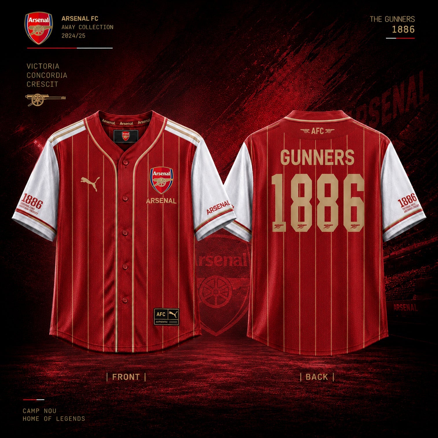 Personalized Arsenal X Pm Baseball Jersey Arsenal FC Merch Gift For Arsenal Fans - Loomnari