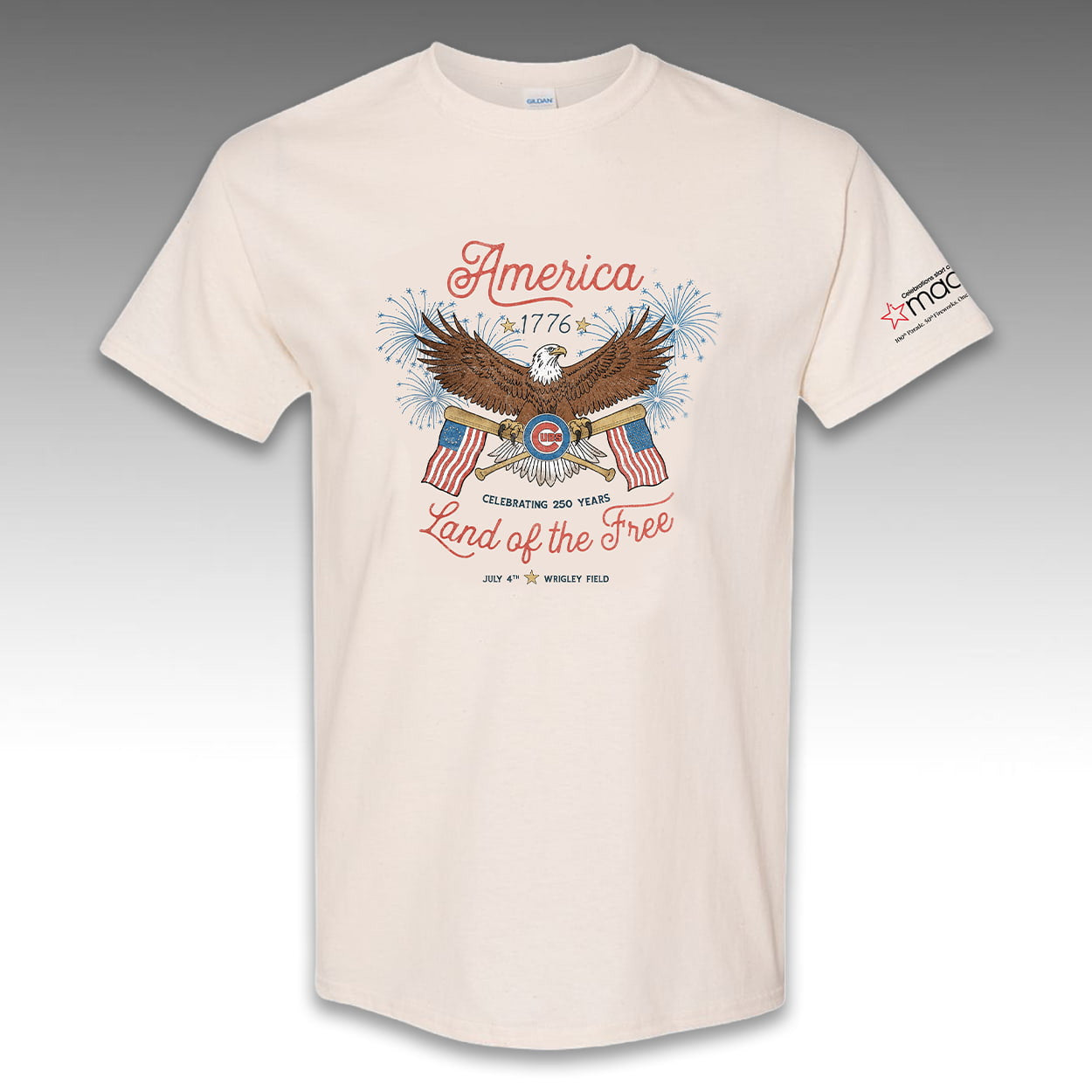 2026 Cubs Fourth Of July T-Shirt CBS Celebrating 250 Years Land Of The Free Shirt Birthday Gift - Loomnari