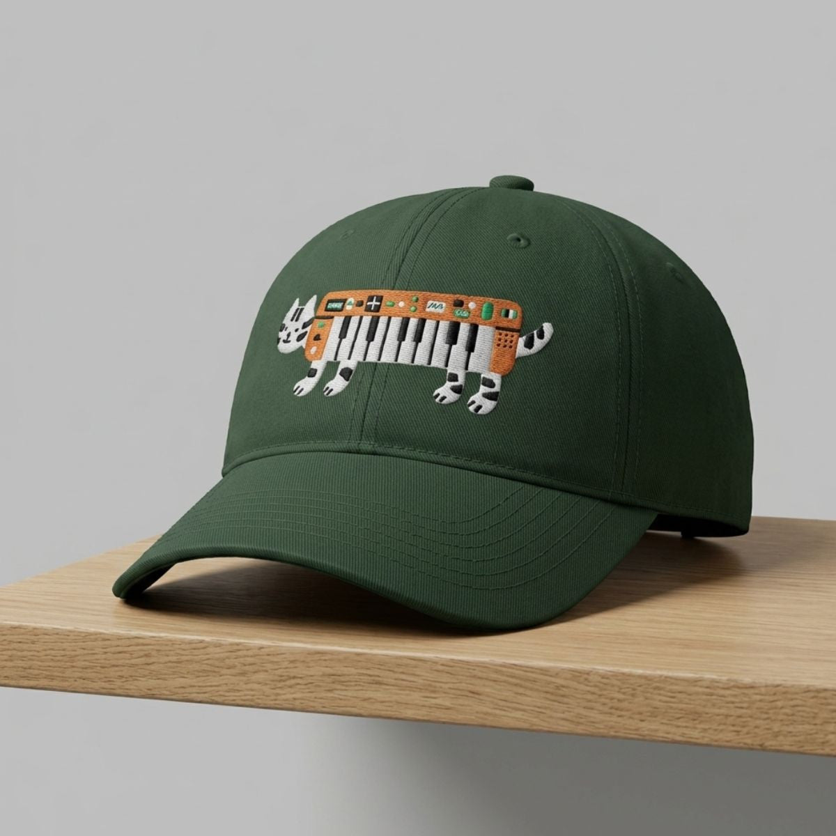 2026 Keyboard Cat Hat Keyboard Tiger Forest Green Dad Cap By J Xia Cap Gifts For Superfans - Loomnari