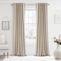 100% Blackout Linen Textured Curtains - Thermal Insulated Set of 2