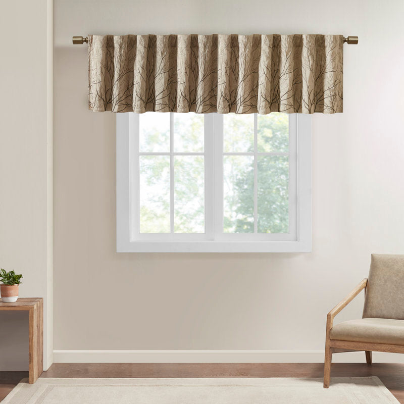 Andora Faux Silk Embroidered Tree Branch Window Valance - 50x18"