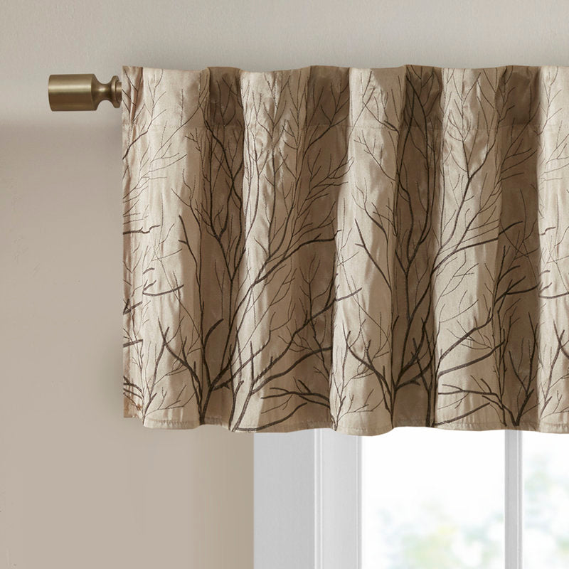 Andora Faux Silk Embroidered Tree Branch Window Valance - 50x18"