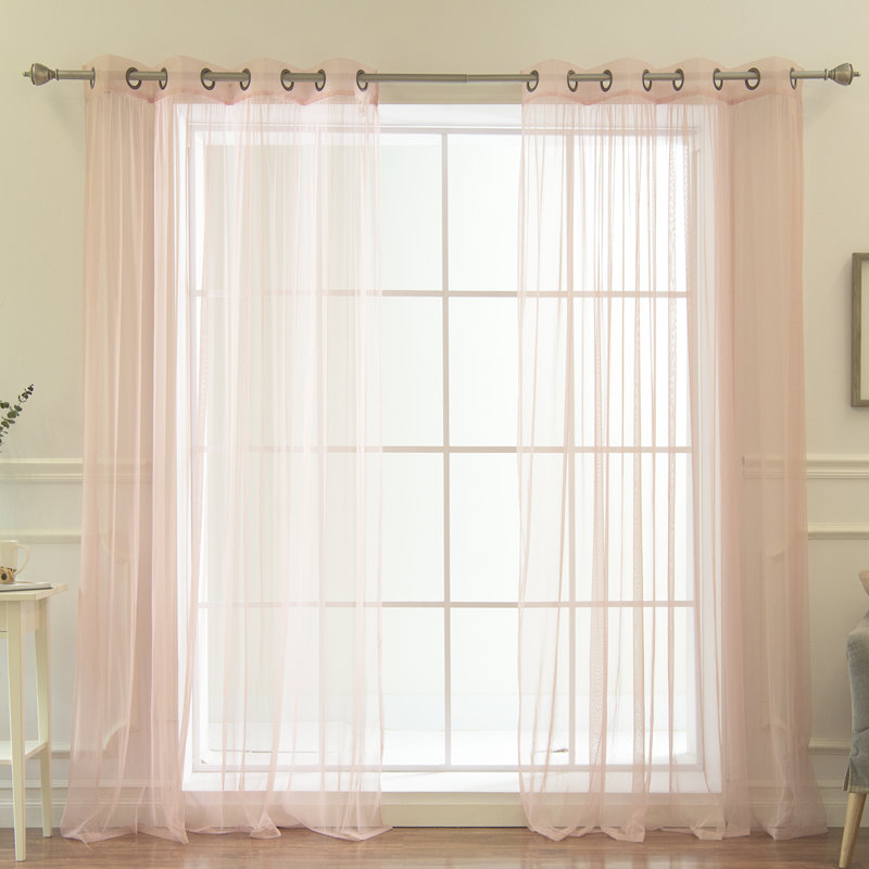 Attell Sheer Grommet Curtain Panels - Set of 2 Solid Soft Lace Drapes