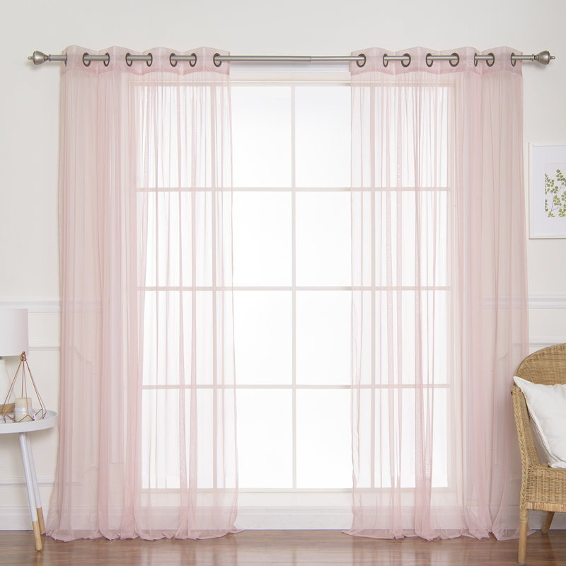 Attell Sheer Grommet Curtain Panels - Set of 2 Solid Soft Lace Drapes