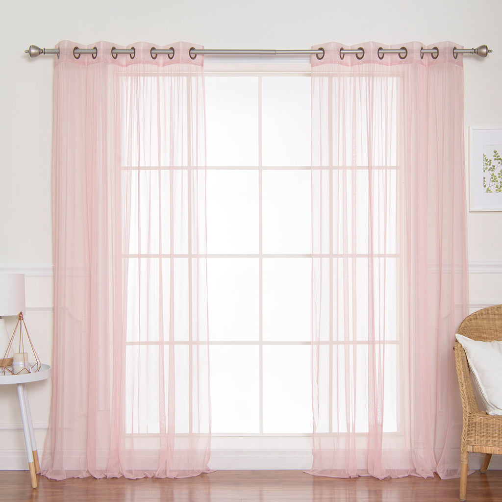 Attell Sheer Grommet Curtain Panels - Set of 2 Solid Soft Lace Drapes