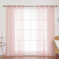 Attell Sheer Grommet Curtain Panels - Set of 2 Solid Soft Lace Drapes