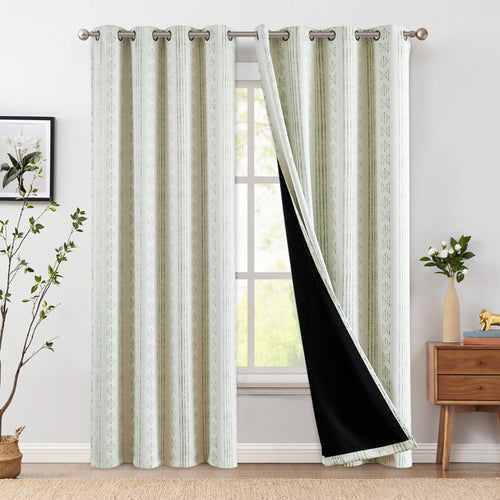 Ayani Boho Blackout Curtains Set of 2 Geometric Bedroom Window Panels