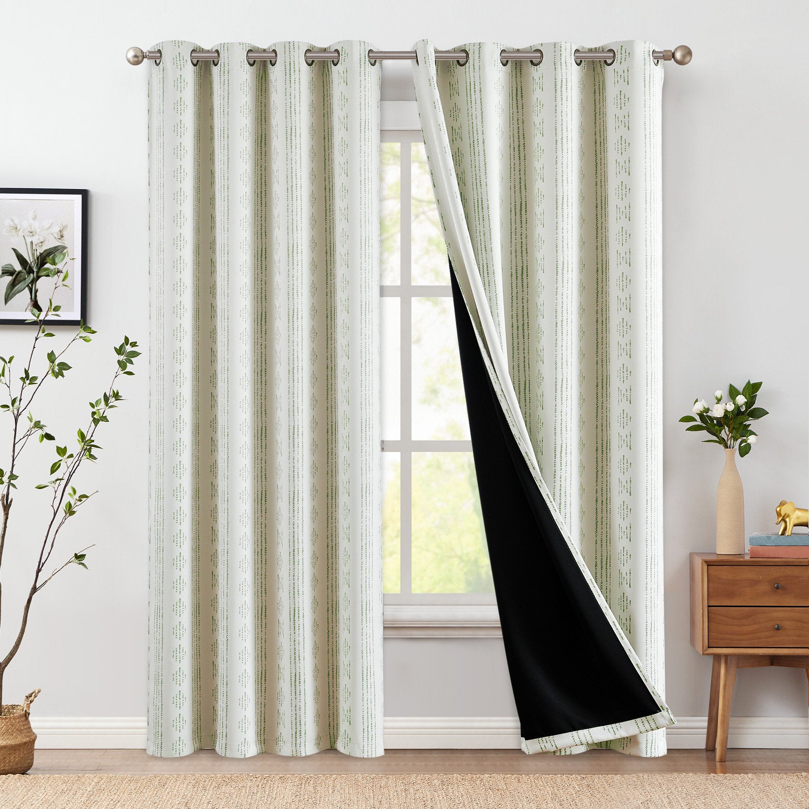 Ayani Boho Blackout Curtains Set of 2 Geometric Bedroom Window Panels