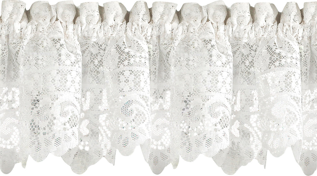 Floral Lace Window Valance - Old World Style Kitchen Curtain