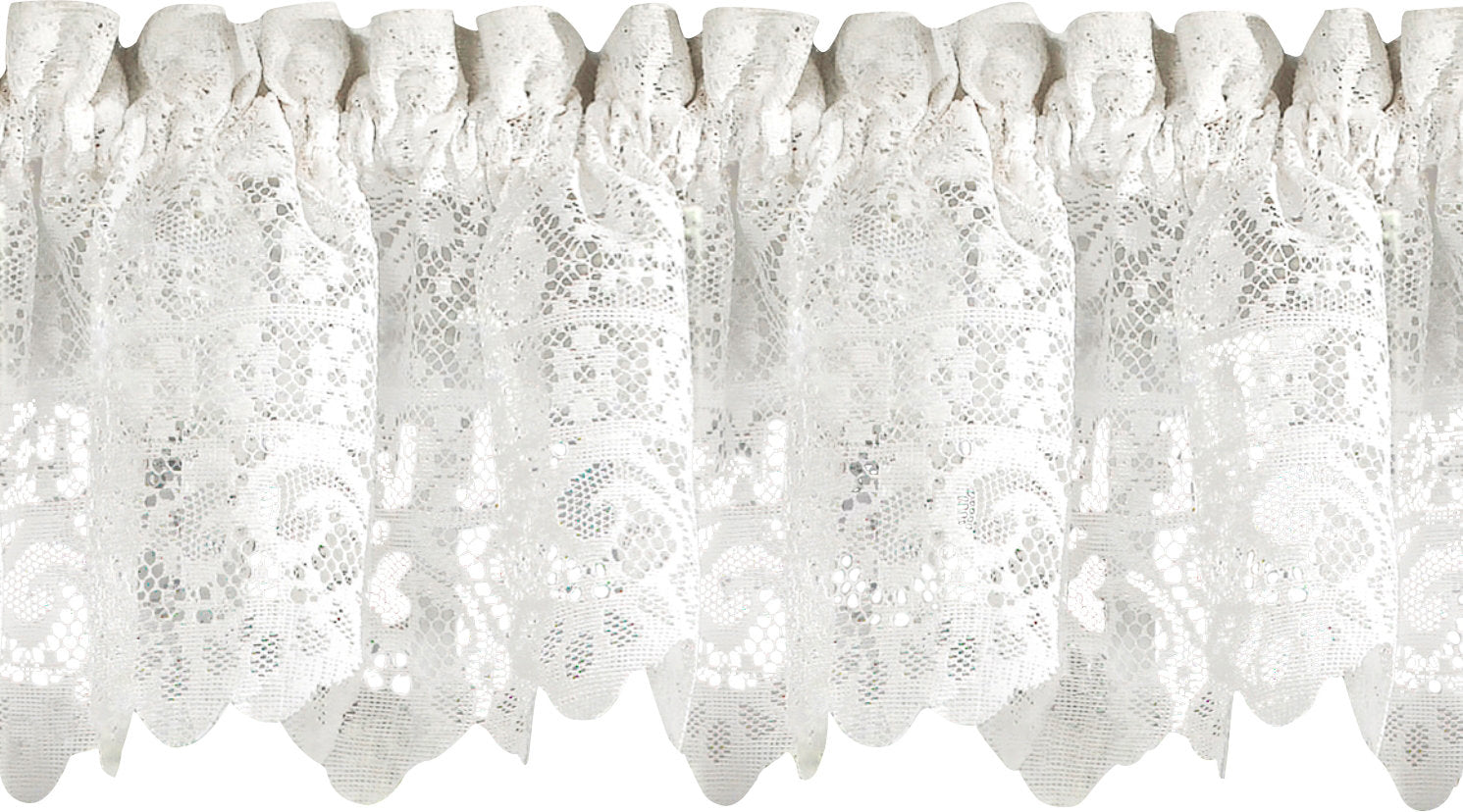 Floral Lace Window Valance - Old World Style Kitchen Curtain