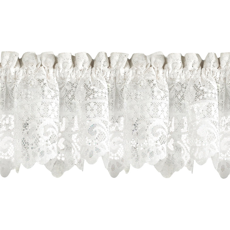 Floral Lace Window Valance - Old World Style Kitchen Curtain