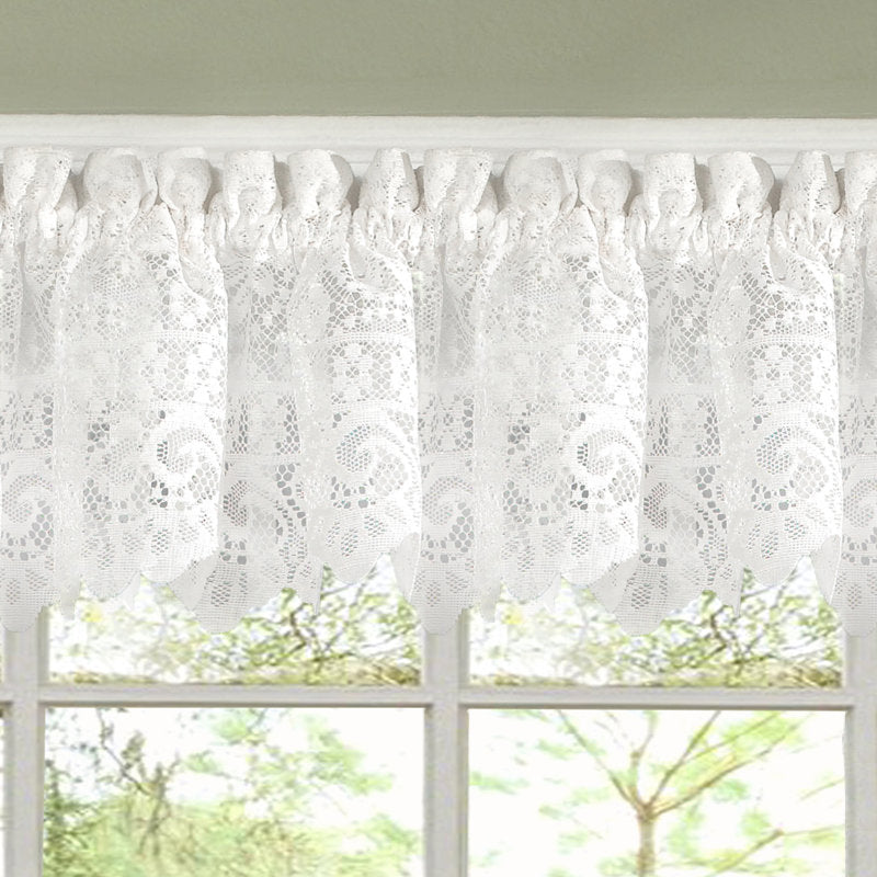 Floral Lace Window Valance - Old World Style Kitchen Curtain