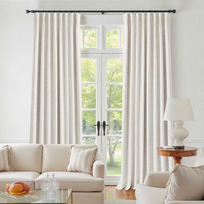 Faux Linen Blackout Curtains Thermal Insulated Set for Living Room