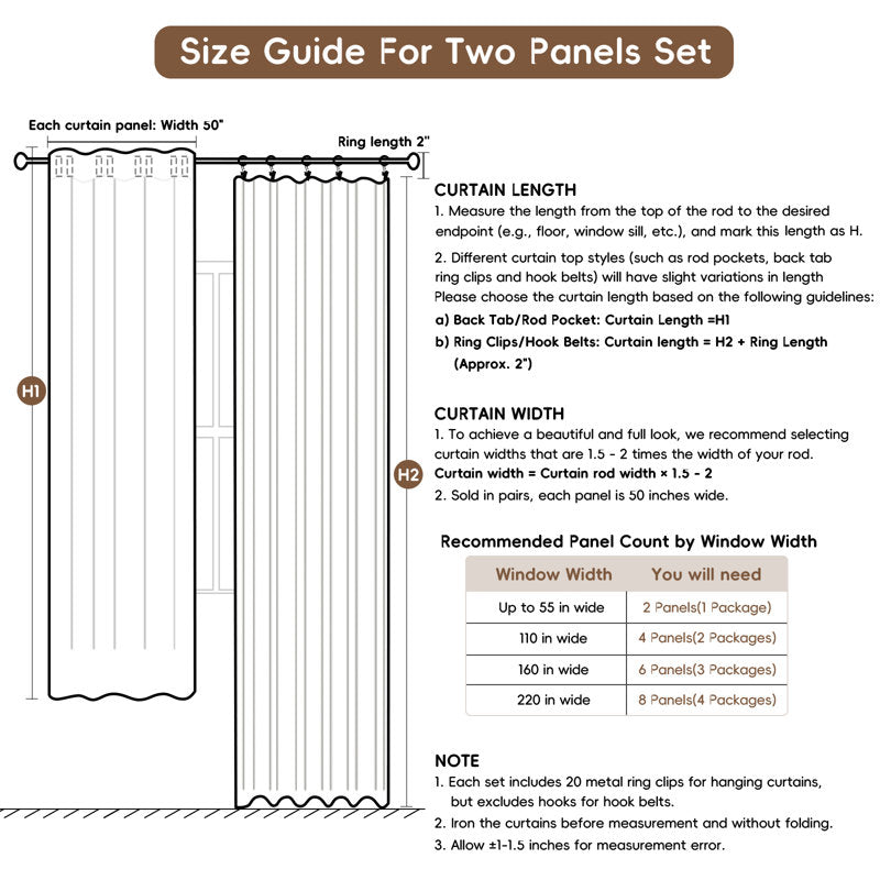 Faux Linen Blackout Curtains Thermal Insulated Set for Living Room