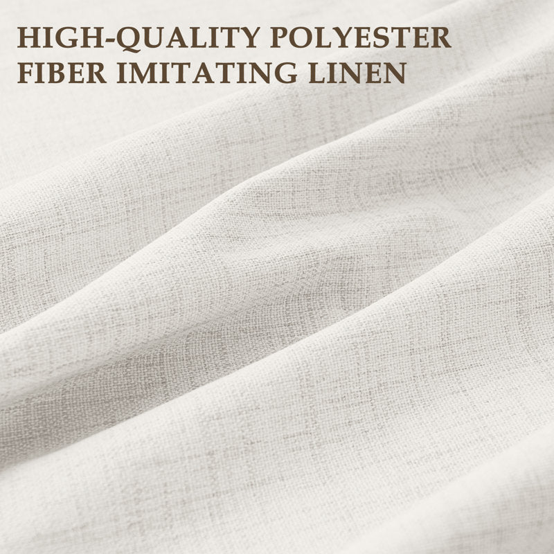 Faux Linen Blackout Curtains Thermal Insulated Set for Living Room