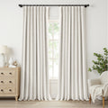 Faux Linen Blackout Curtains Thermal Insulated Set for Living Room