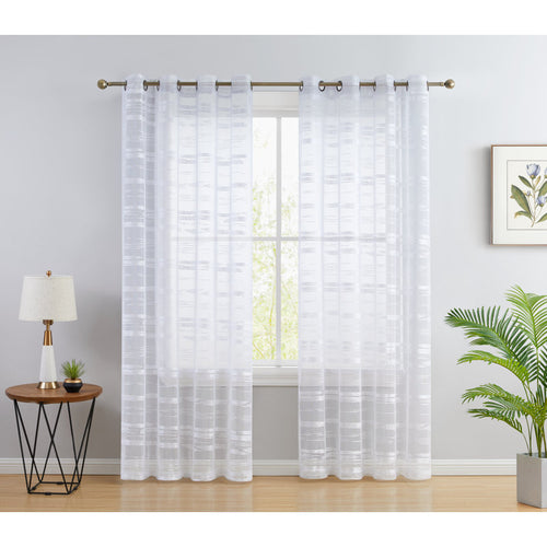 Broadway Striped Sheer Grommet Curtain Set of 2 - Light Filtering