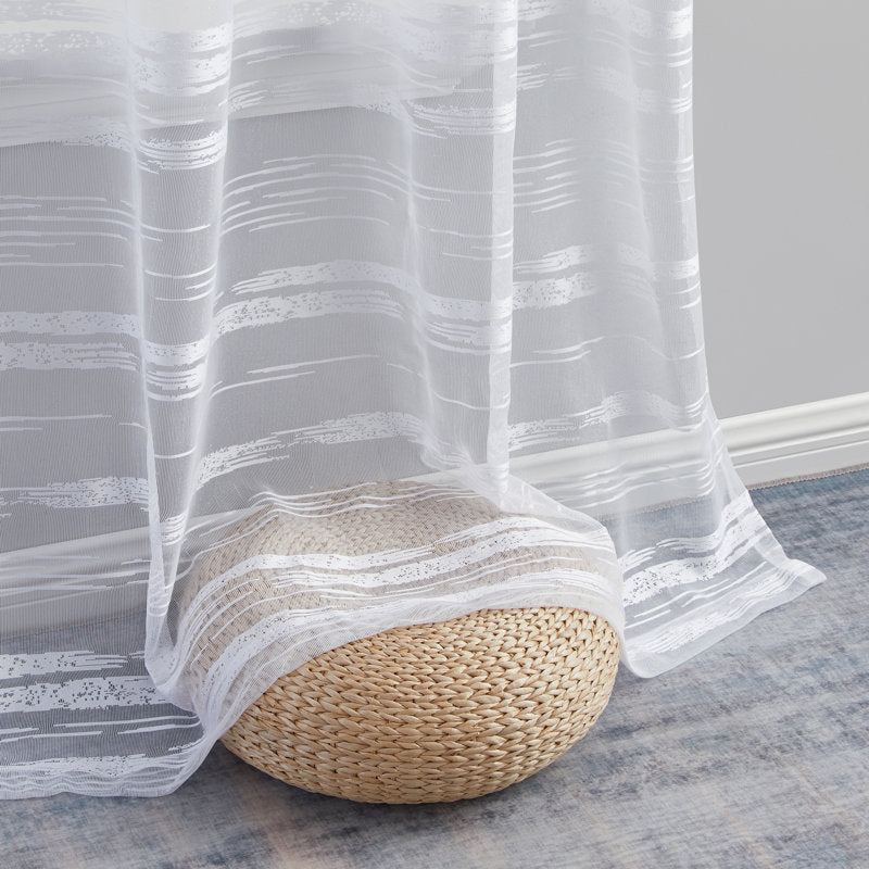 Broadway Striped Sheer Grommet Curtain Set of 2 - Light Filtering