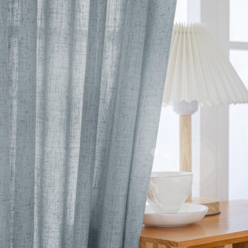 Linen Blend Semi-Sheer Cafe Curtains - Set of 2 for Kitchen & Bathroom