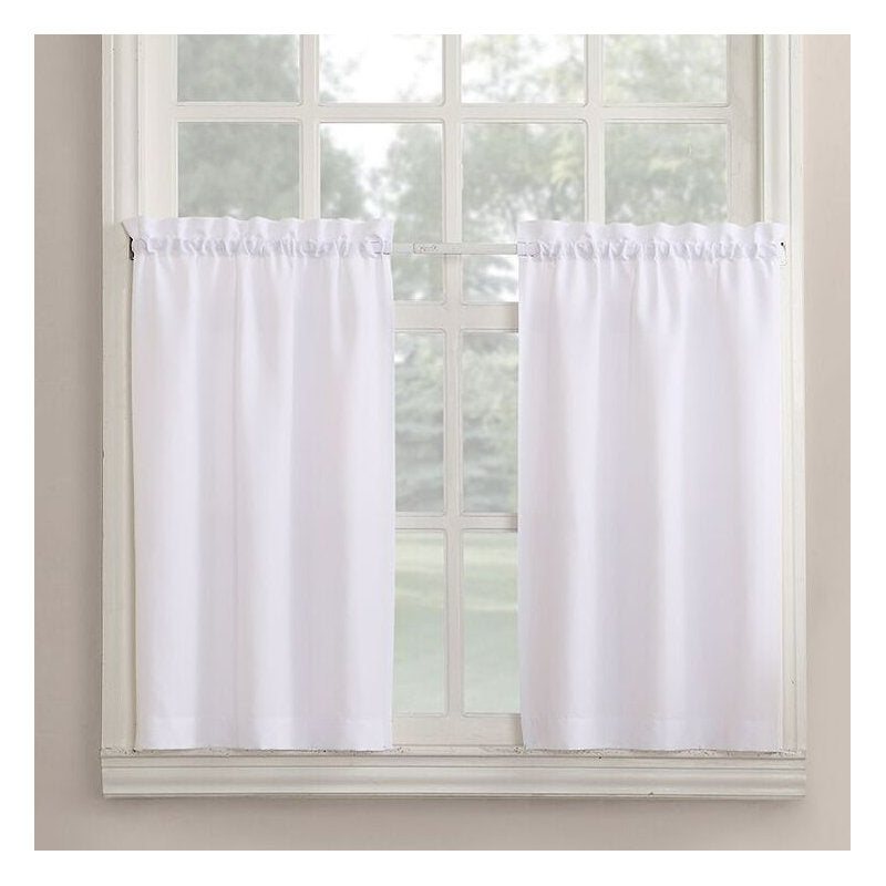 Semi-Sheer 3-Piece Kitchen Curtain Set - White Polyester Valance & Tiers