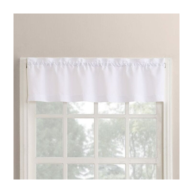Semi-Sheer 3-Piece Kitchen Curtain Set - White Polyester Valance & Tiers