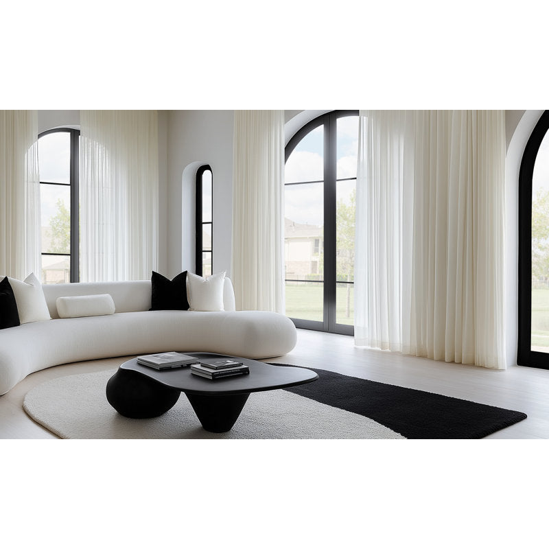 Extra Wide Sheer Curtain Panel - White Voile Polyester for Living Room
