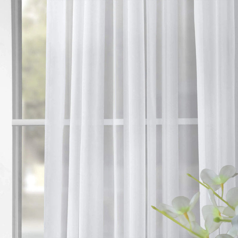 Extra Wide Sheer Curtain Panel - White Voile Polyester for Living Room