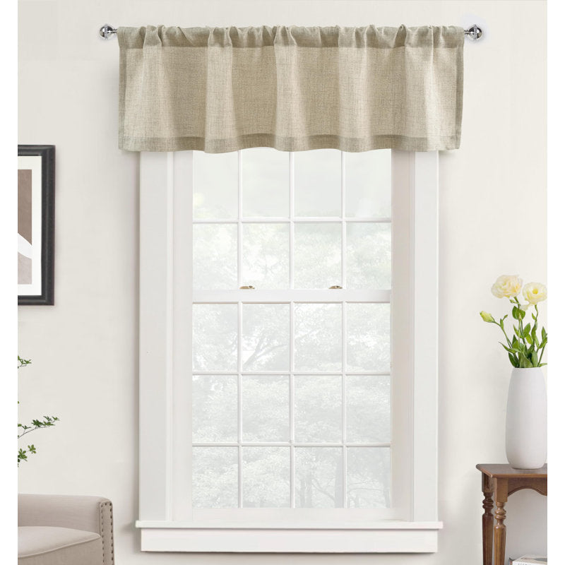Linen Textured Curtain Valance - Rod Pocket Farmhouse Kitchen Decor