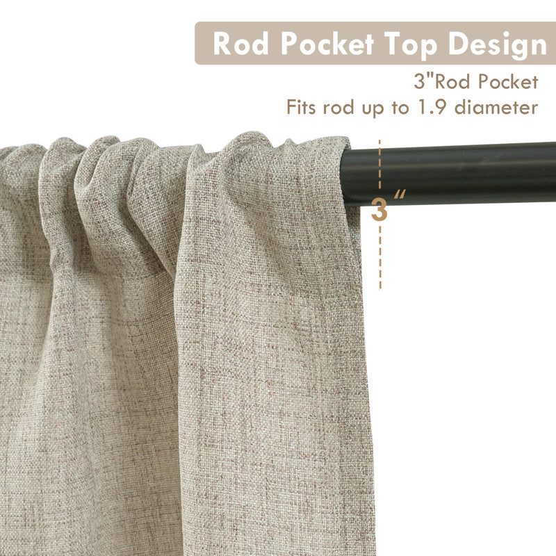 Linen Textured Curtain Valance - Rod Pocket Farmhouse Kitchen Decor