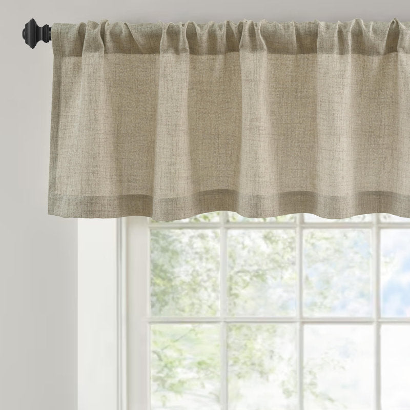 Linen Textured Curtain Valance - Rod Pocket Farmhouse Kitchen Decor