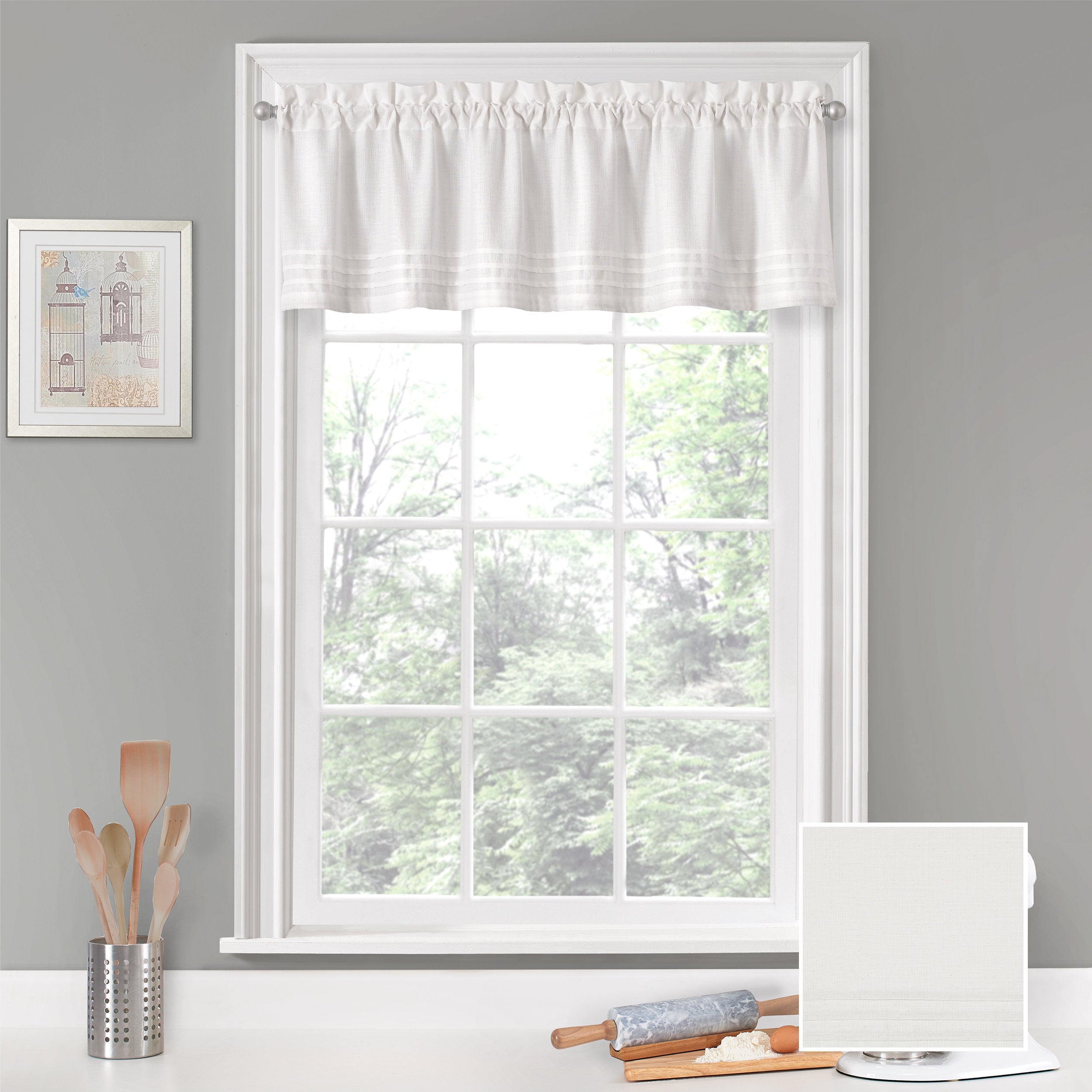 Tailored Cotton Blend Window Valance for Kitchen & Bathroom