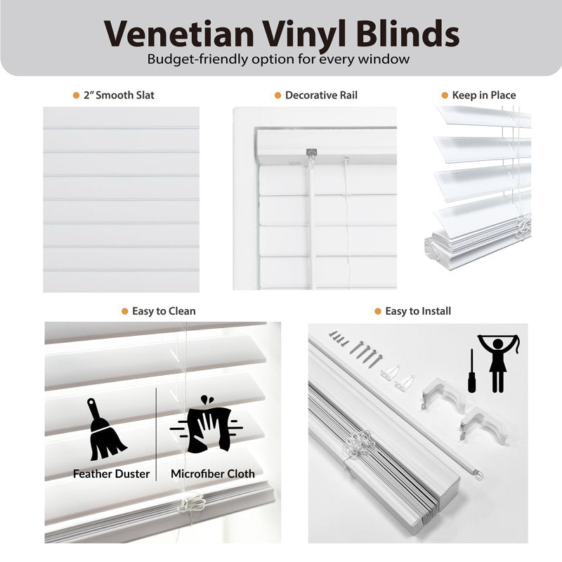 Cordless Venetian Blind - 2" Vinyl Room Darkening Window Treatment