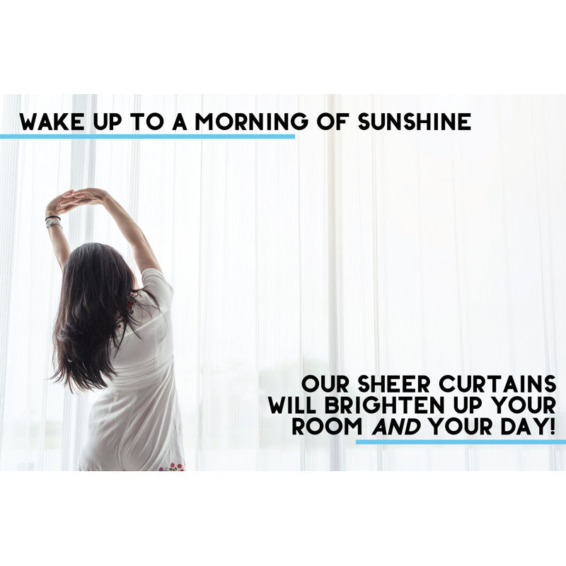 Sheer Voile Rod Pocket Curtain Panels - Set of 2 Light Filtering Drapes