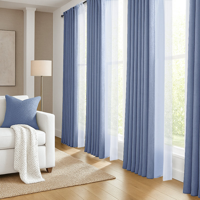 Gradient Sheer Curtains Chiffon Voile Rod Pocket Drapes - Set of 2