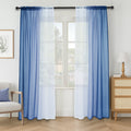 Gradient Sheer Curtains Chiffon Voile Rod Pocket Drapes - Set of 2
