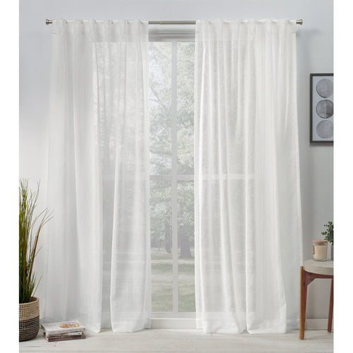 Belgian Sheer Linen Look Curtain Panels - Set of 2 Hidden Tab Top