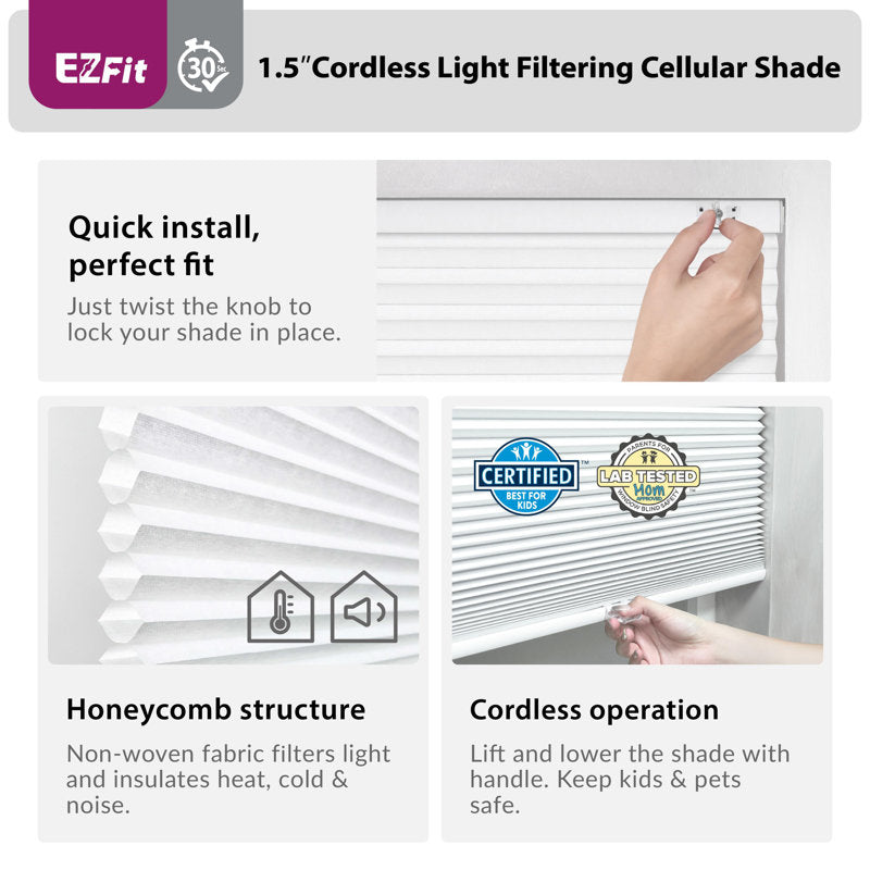No-Drill Cordless Blackout Cellular Shades | EZ Fit Honeycomb