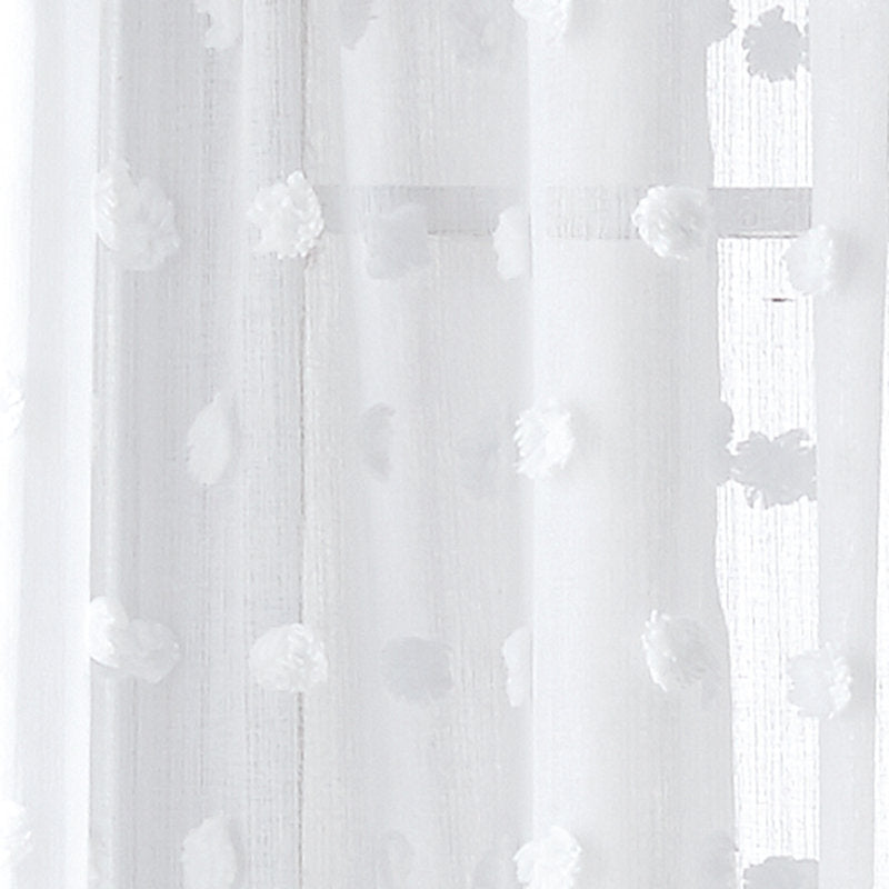 Ella Sheer Pom Pom Window Curtain Panels - Set of 2