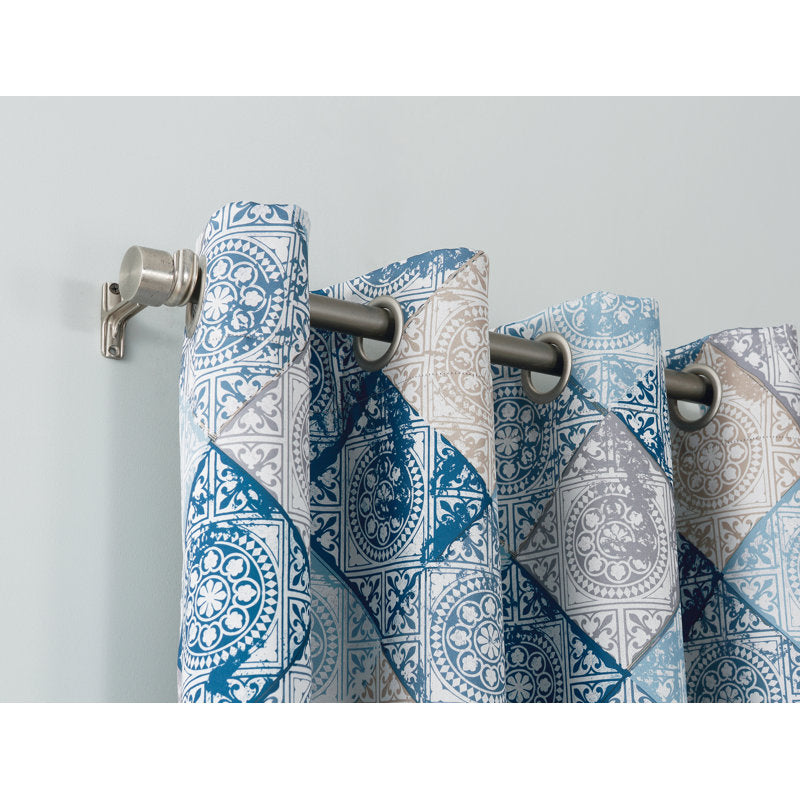 Medallion Room Darkening Grommet Curtain Panel - Indigo 54x84