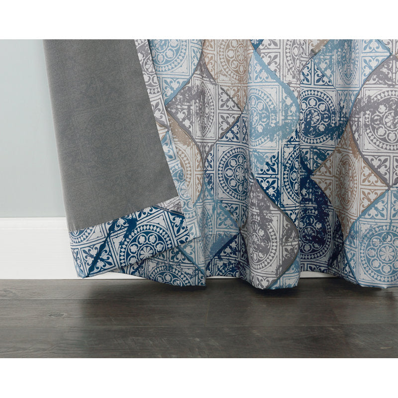 Medallion Room Darkening Grommet Curtain Panel - Indigo 54x84