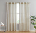 Faux Linen Semi-Sheer Curtain Panels - Slub Textured Living Room Set