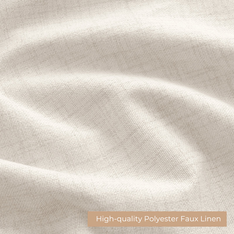 100% Blackout Faux Linen Curtains - Thermal Insulated Set of 2