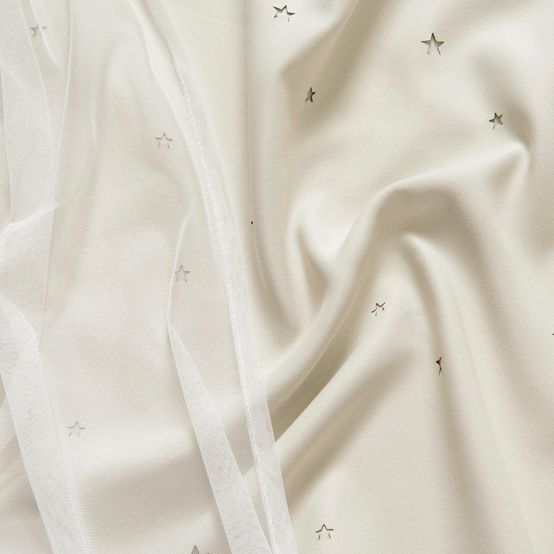 Star Cutout Tulle Overlay Room Darkening Grommet Curtains (Set of 2)