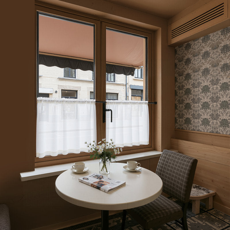 Linen Blend Cafe Curtain Set - Semi-Sheer Kitchen Tier Curtains
